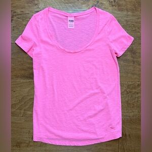 PINK Victoria’s Secret Neon Orange Slub Tee S Scoop Neck